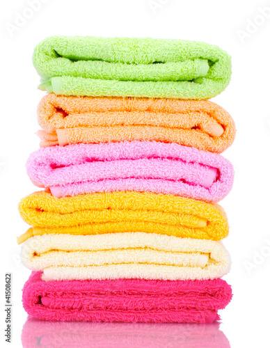 colorful towels isolated on white