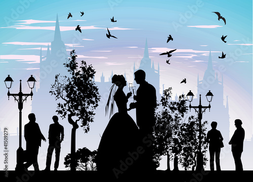 Bride groom drinking champagne