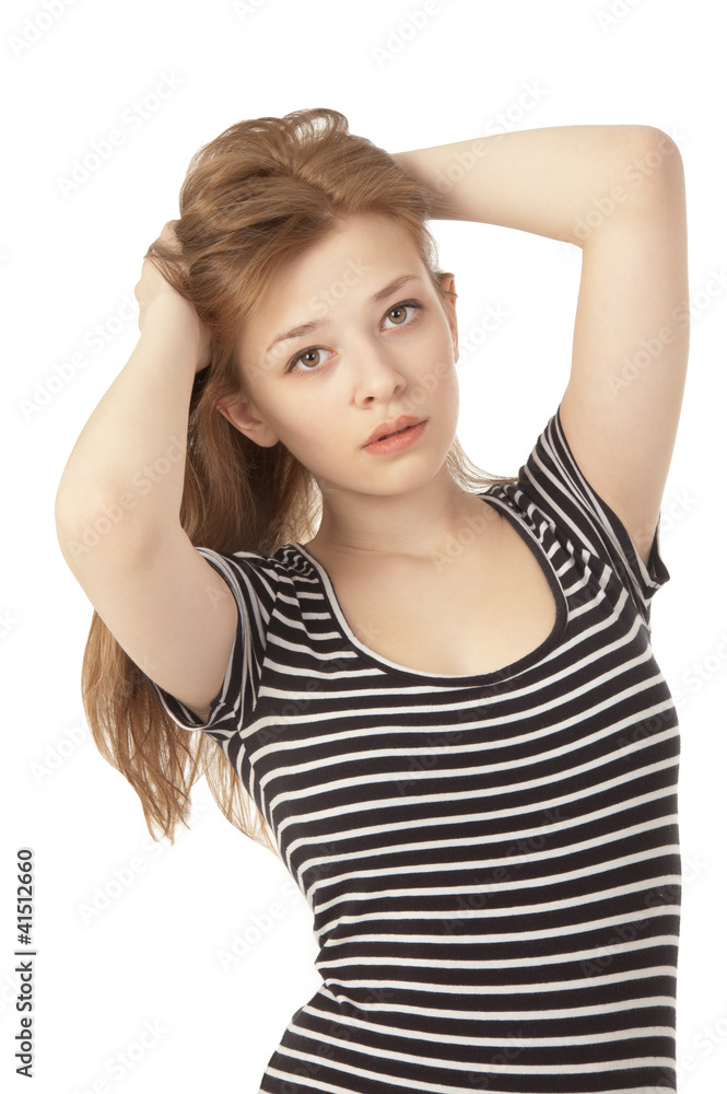 Beautiful girl at the age of fifteen close-up Beautiful girl at the age of fifteen close-up