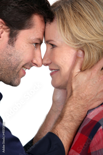 Bild auf Leinwand Couple with noses together