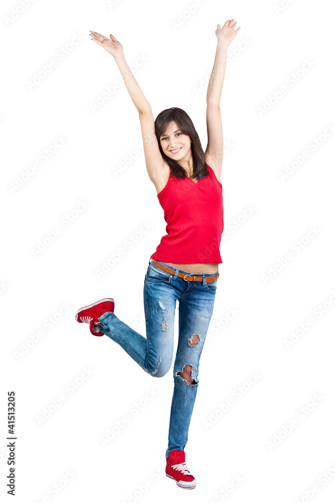 Girl with hands up Girl with hands up