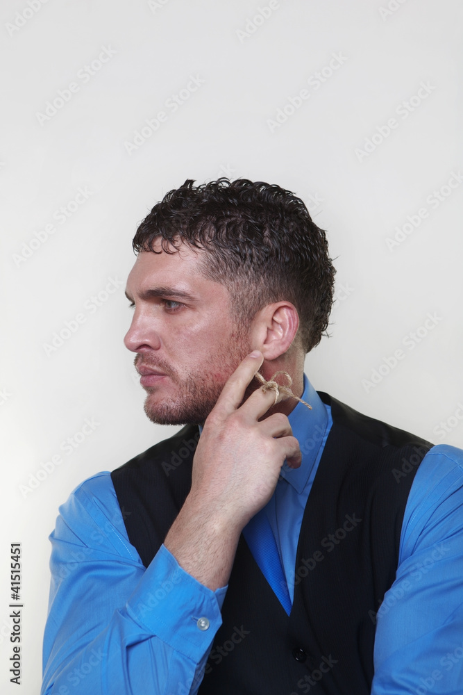 businessman wearing a shirt and waist coat businessman wearing a shirt and waist coat