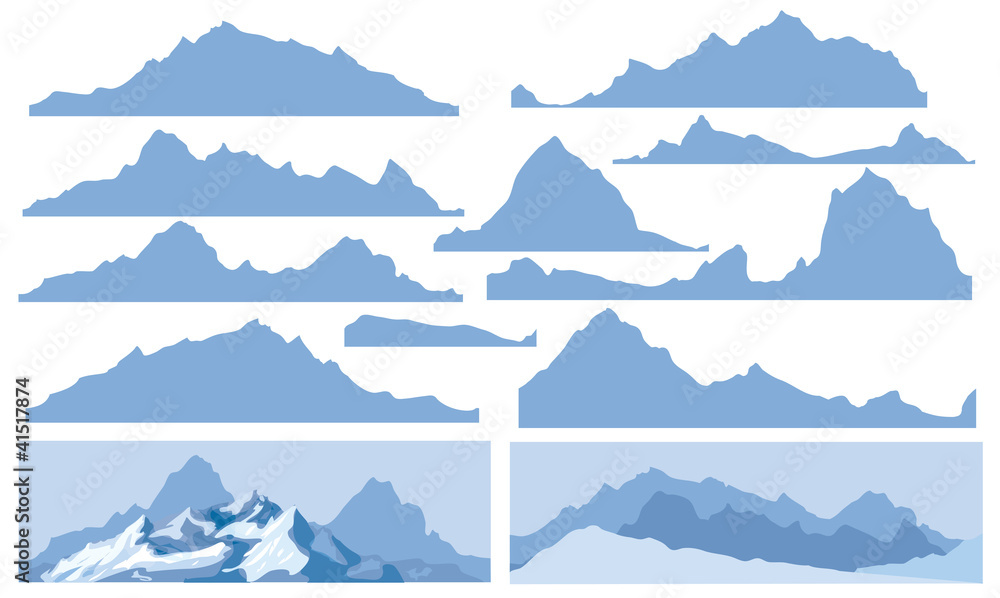 Silhouettes of mountain for design