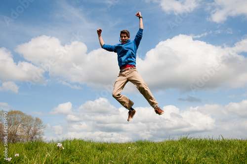 Happy jumping man