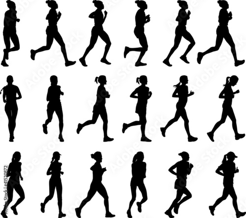 18 high quality female marathon runners silhouettes