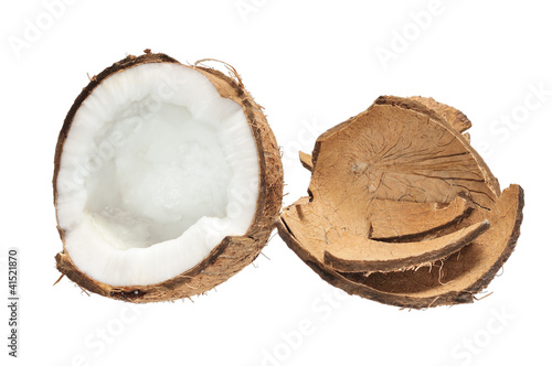 Fresh coconut and coconut shells