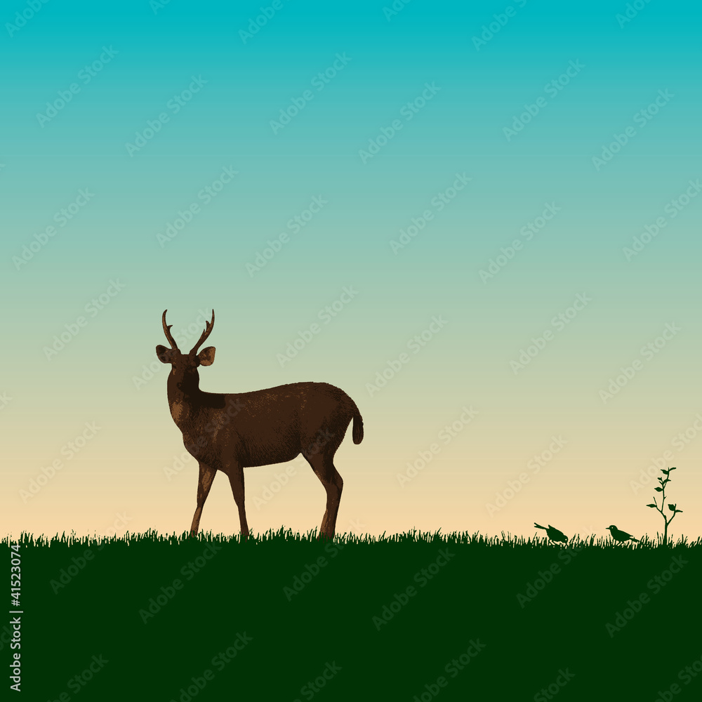 Deer on green nature and Save Wildlife 2 Deer on green nature and Save Wildlife 2