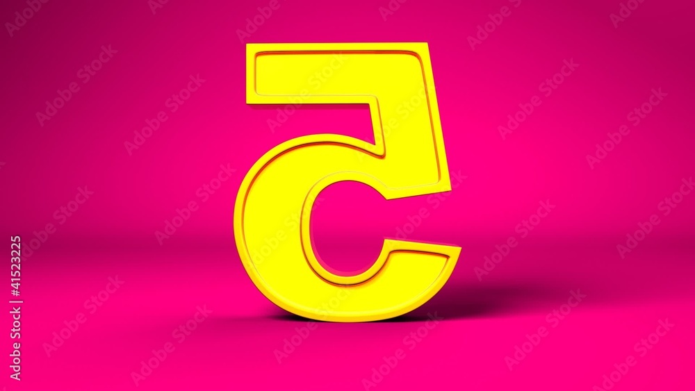 Golden number 5 rotating on a pink background Golden number 5 rotating on a pink background