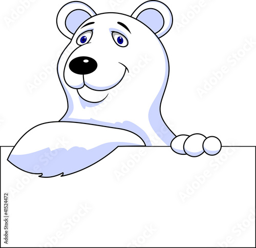 Fototapeta Naklejka Na Ścianę i Meble -  Polar bear cartoon with blank sign