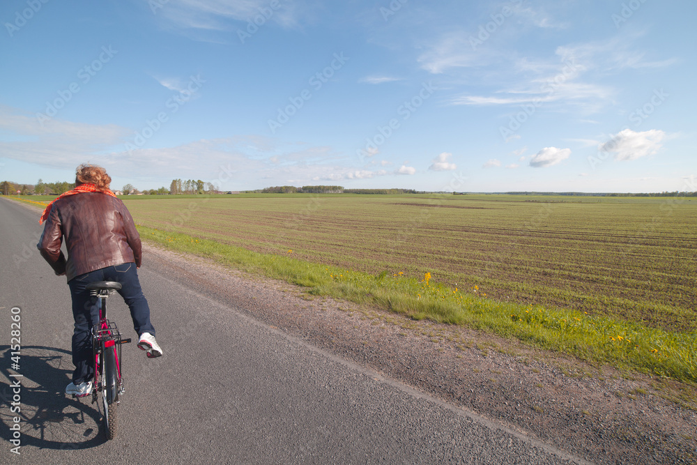 Cyclist on the road. Cyclist on the road.