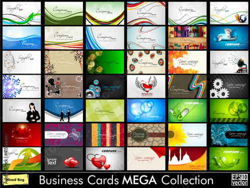 Elegant Abstract Vector Business Cards, Mixed Bag set in various