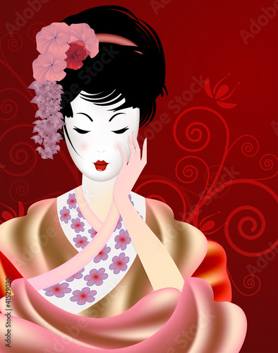 Geisha con sfondo