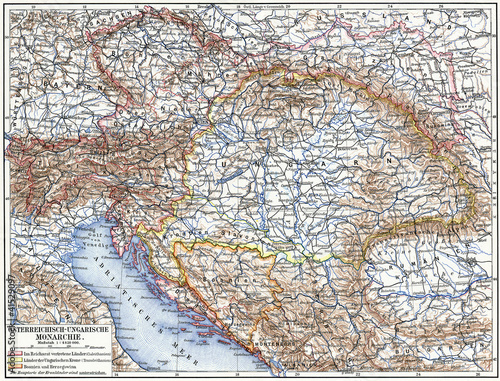 Canvas Print Map of Austro-Hungarian monarchy.