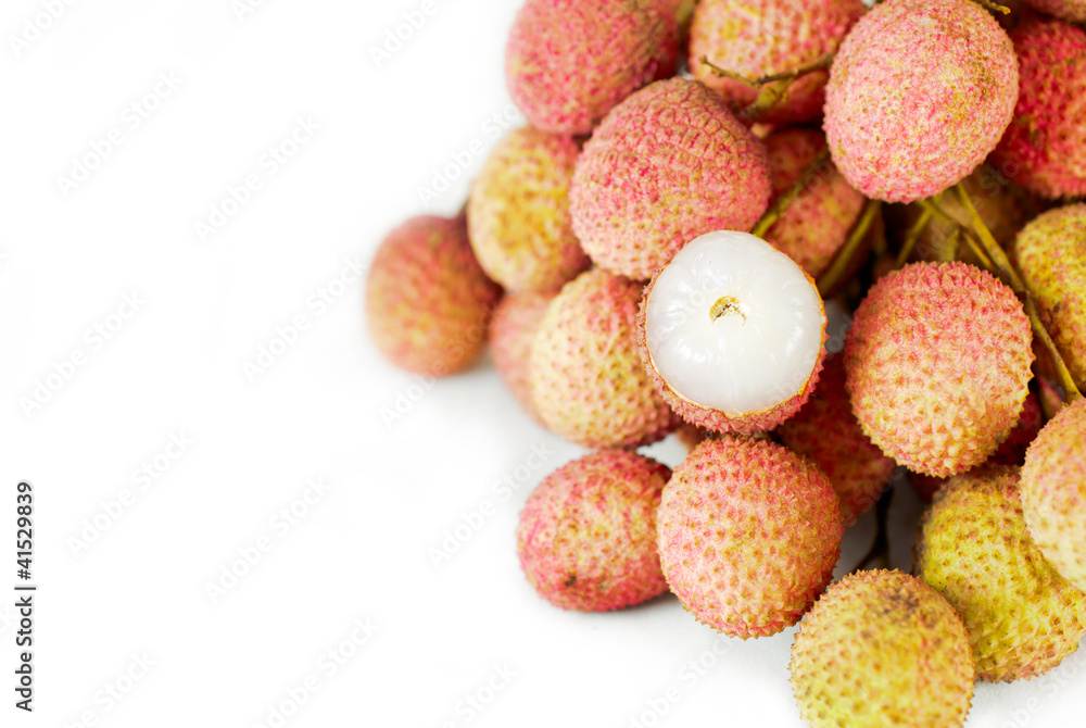 lychees macro on white background lychees macro on white background