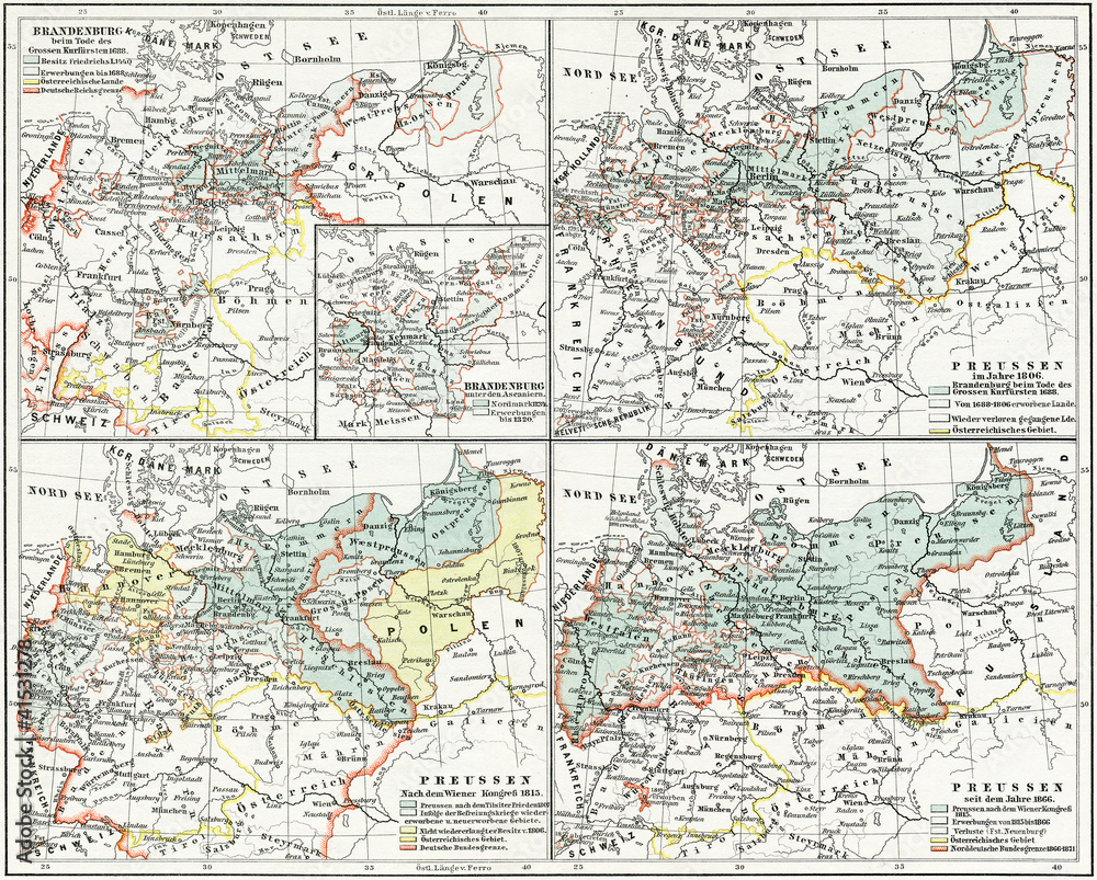 Map of the history of Prussia, under the version of Carl Wolf
