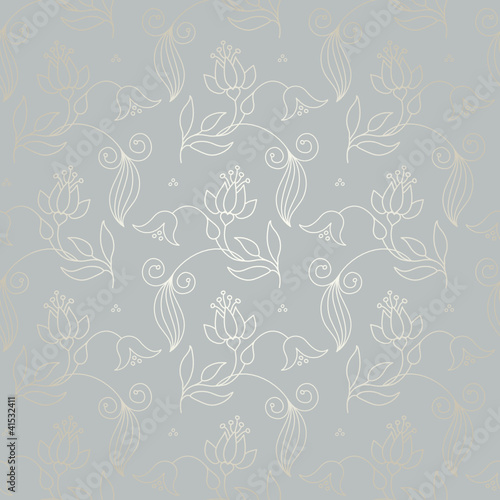 Seamless Floral Pattern Gold/Silver