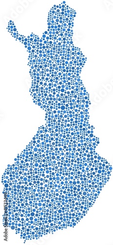 Map of Finland (Europe) in a mosaic of circles