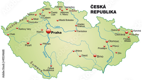 Inselkarte von Tschechien mit Hauptstädten