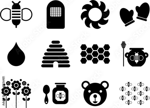 icons related to bees and honey