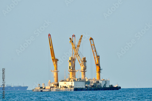 Floating dredging on the sea