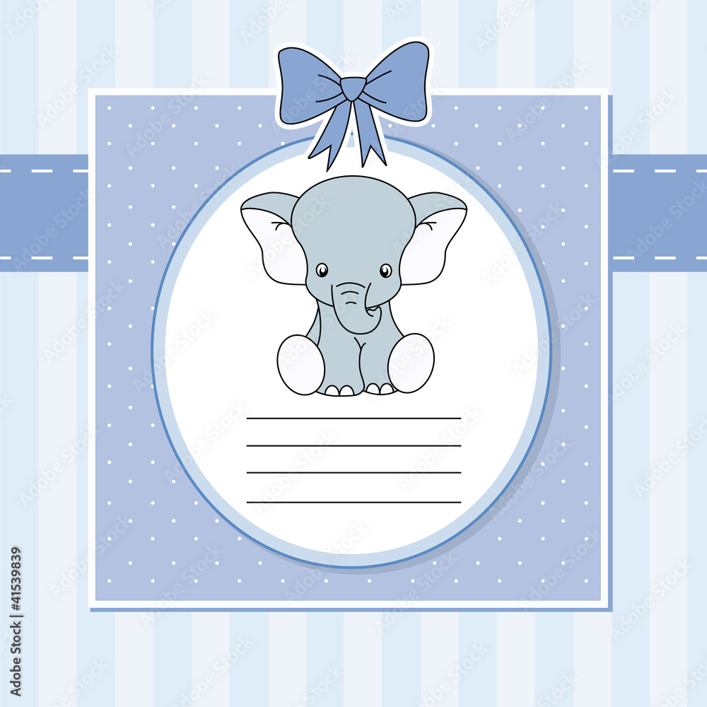 Vettoriale Stock Tarjeta anuncio nacimiento bebe niño. Elefante | Adobe  Stock