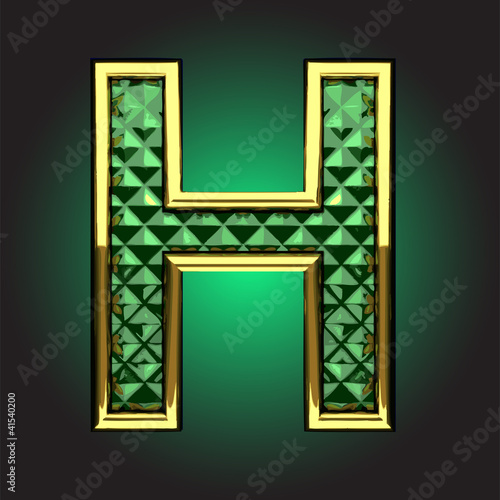 Vector golden figure with emerald