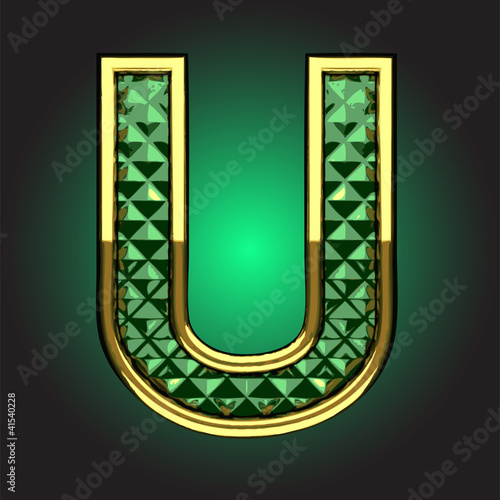 Vector golden figure with emerald