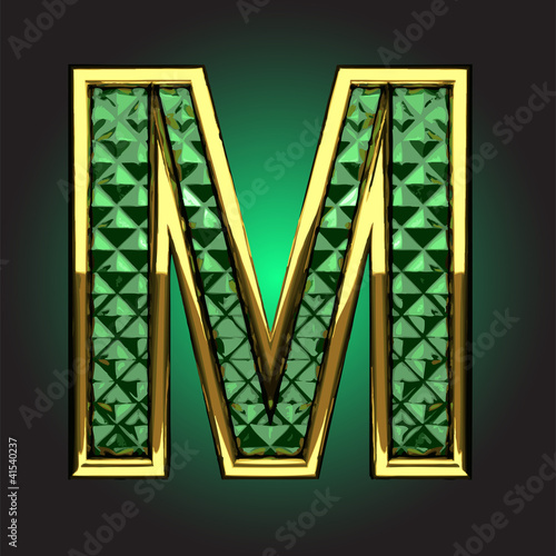 Vector golden figure with emerald