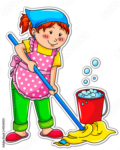 cleaning girl