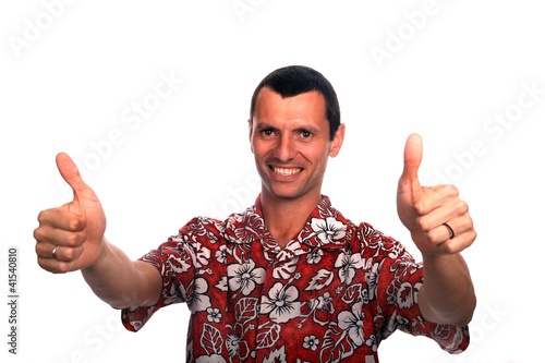 tourist man over white background looking