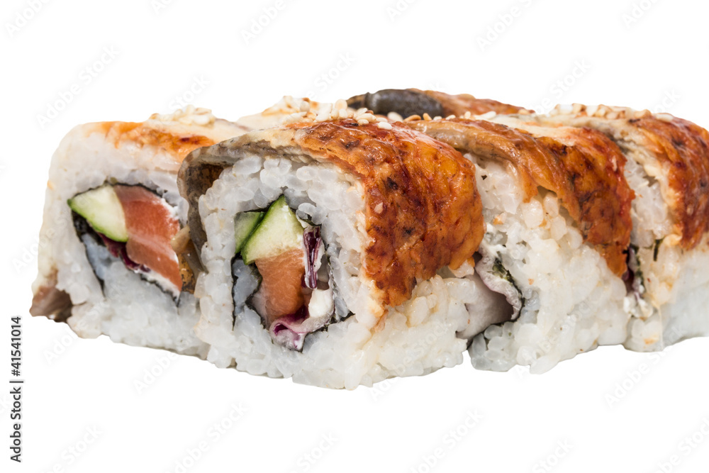Japanese traditional Cuisine - Maki Roll with Cucumber , Cream C Japanese traditional Cuisine - Maki Roll with Cucumber , Cream C