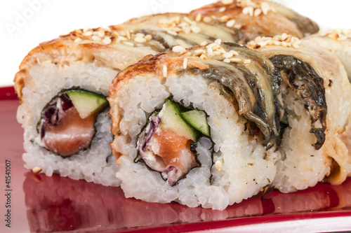 Japanese traditional Cuisine - Maki Roll with Cucumber , Cream C
