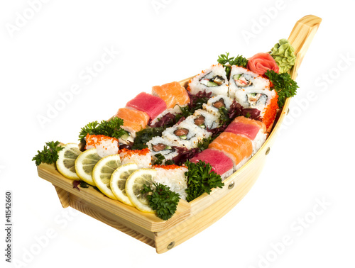 Set of sushi and rolls