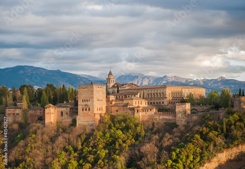 Panorama view of Alhambra palace, Granada, Spain