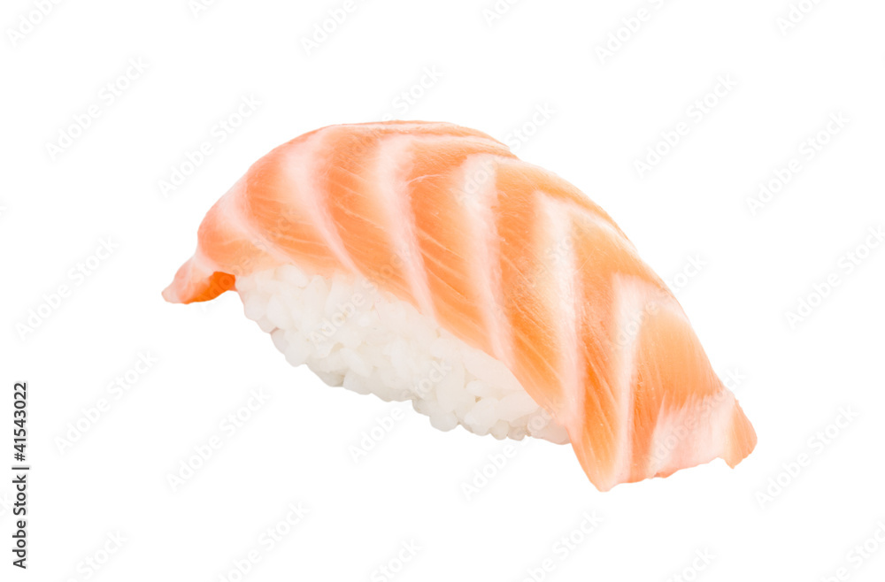 studio shoot of japanese sushi vaki with salmon on white backgro studio shoot of japanese sushi vaki with salmon on white backgro
