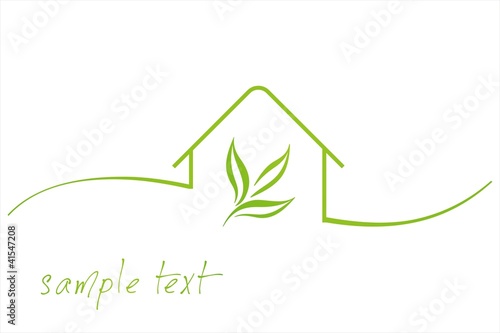 Home , leaves, green Eco friendly business logo design