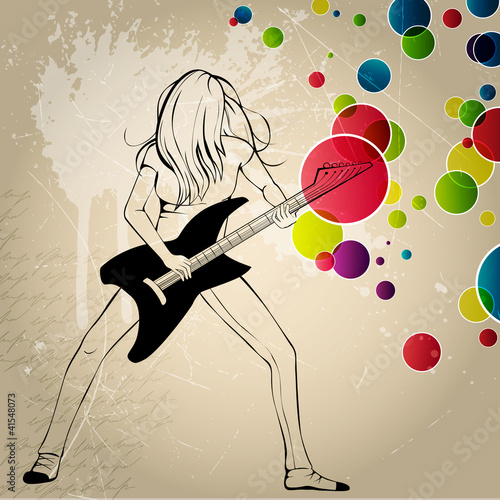 Vector illustration of a rock musician playing guitar