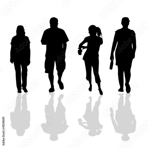 people walking black silhouette