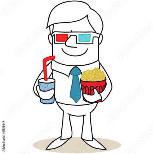 Geschäftsmann, 3D-Brille, Popcorn