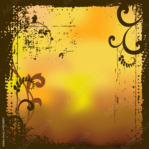 Background with florals, 2d vector illustration