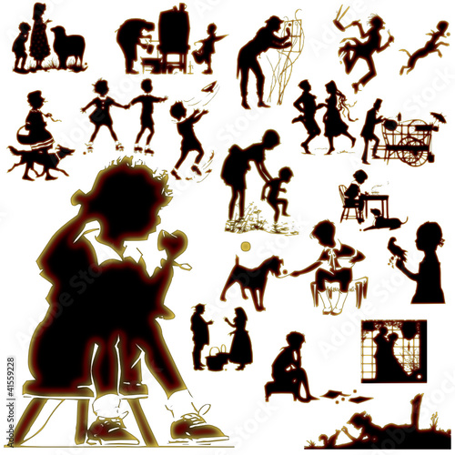 Character scene action diva silhouette background design