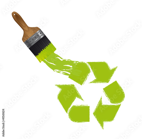 brush with recycle sign