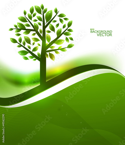 abstract colorful green tree wave for best design
