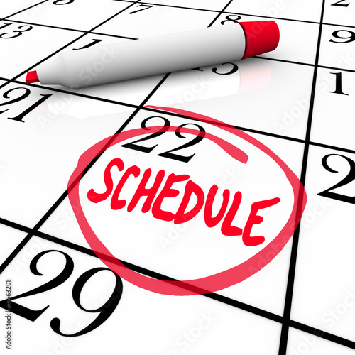 Schedule Word Circled on Calendar Appointment Reminder photo