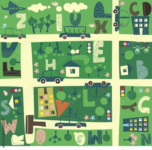 find alphabet on a seamless cartoon map