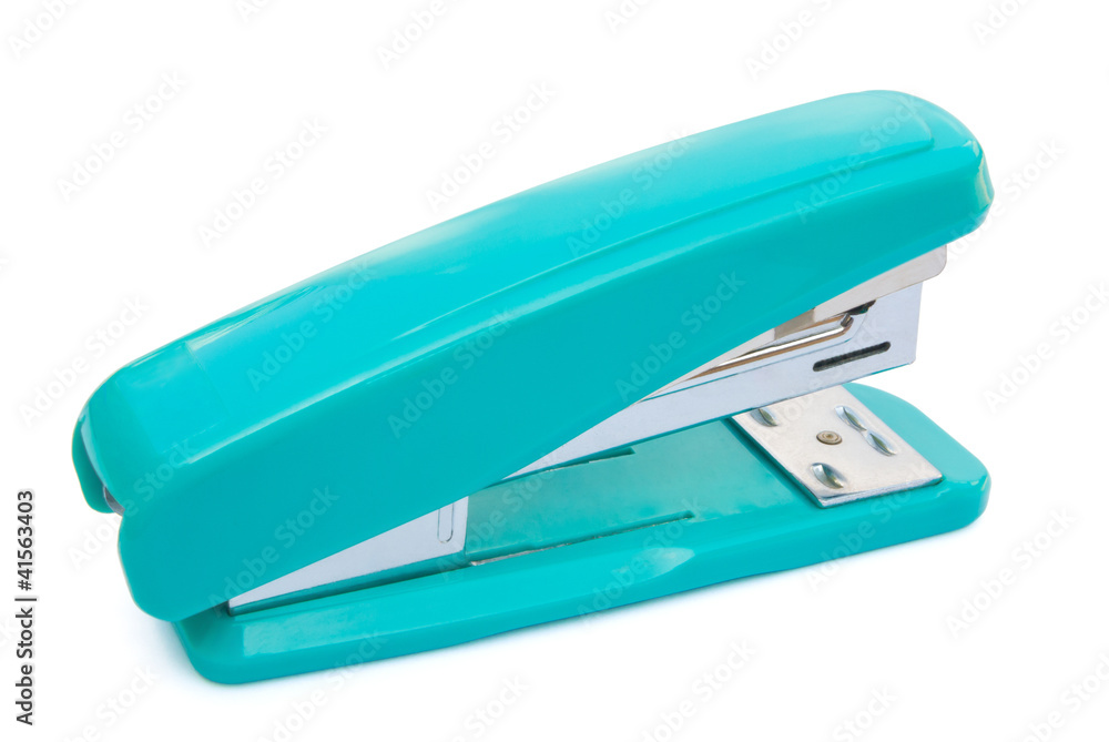 angle view blue stapler with clipping path angle view blue stapler with clipping path