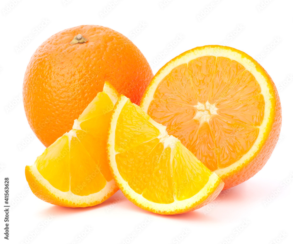 Whole orange fruit and his segments or cantles Whole orange fruit and his segments or cantles