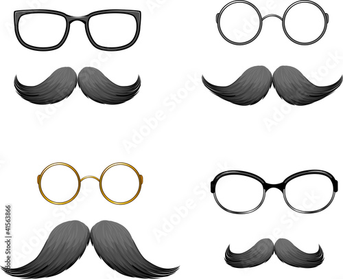 Set of funny masks (mustache and glasses)