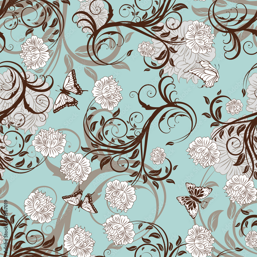 Fototapeta seamless floral pattern