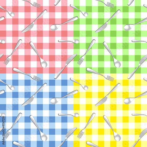 four seamless pattern with cutlery